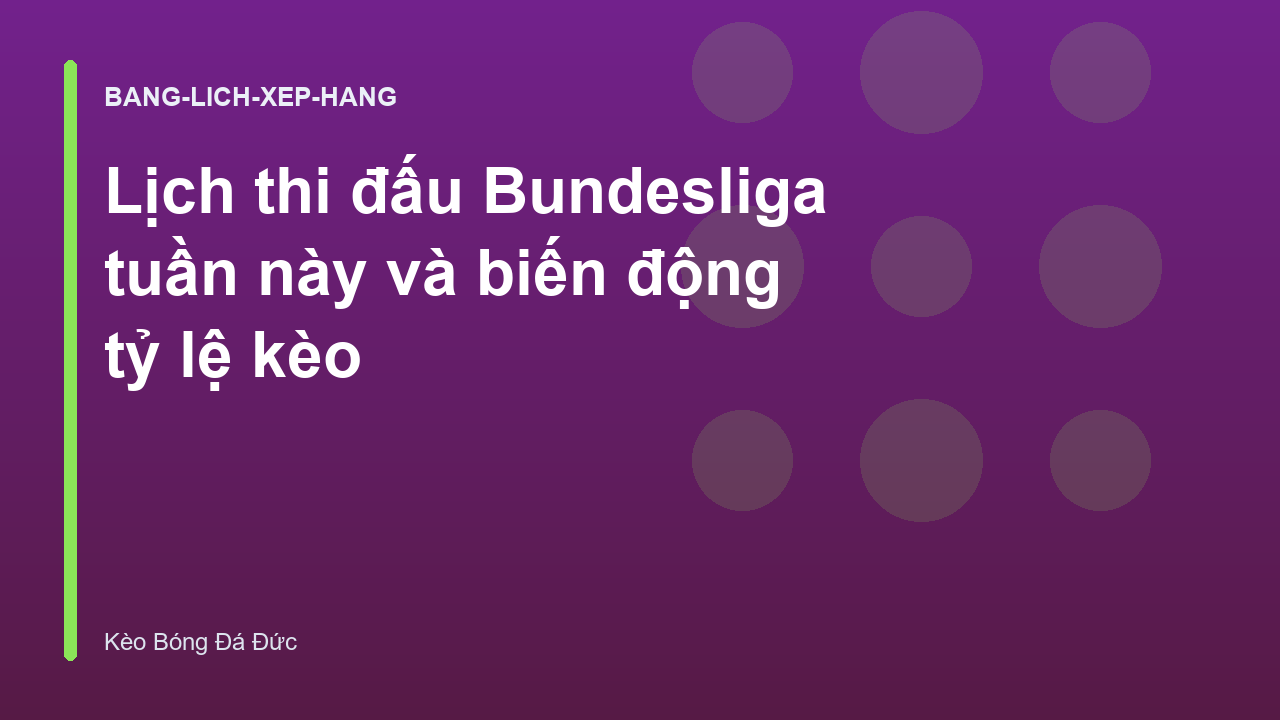 Lịch thi đấu Bundesliga tuần này và biến động tỷ lệ kèo